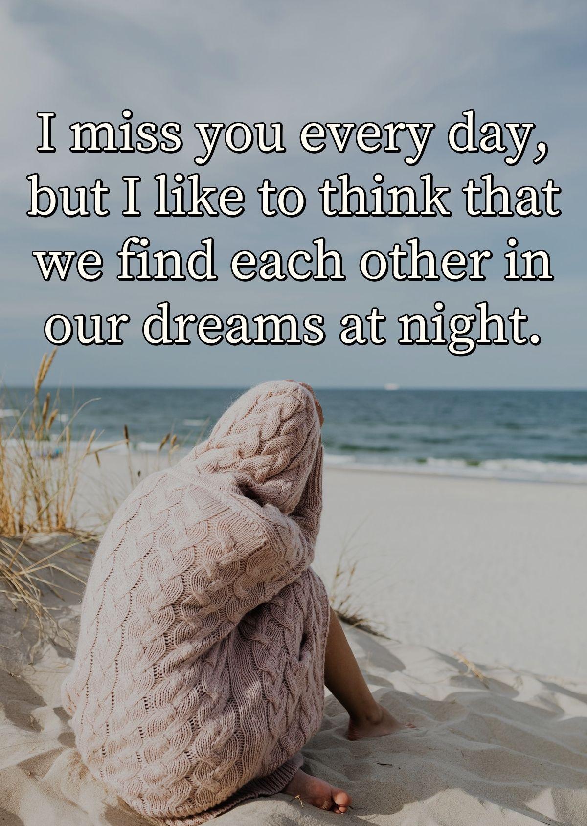 I miss you every day, but I like to think that we find each other in our dreams at night.