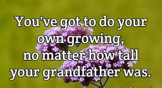 You've got to do your own growing, no matter how tall your grandfather was.