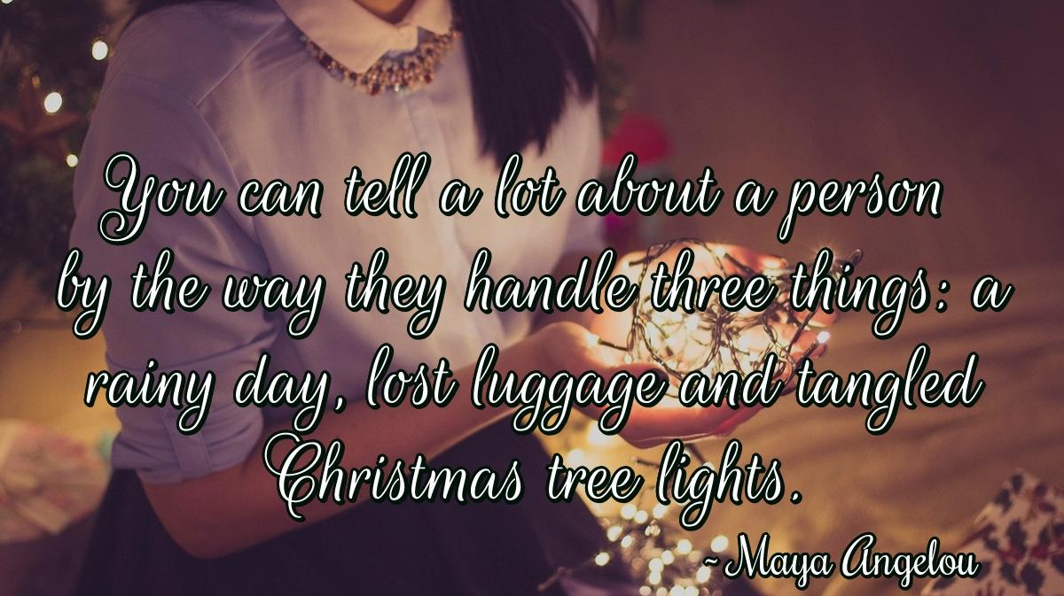 You can tell a lot about a person by the way they handle three things: a rainy day, lost luggage and tangled Christmas tree lights.