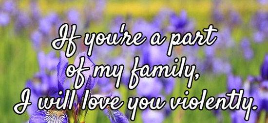 If you're a part of my family, I will love you violently.