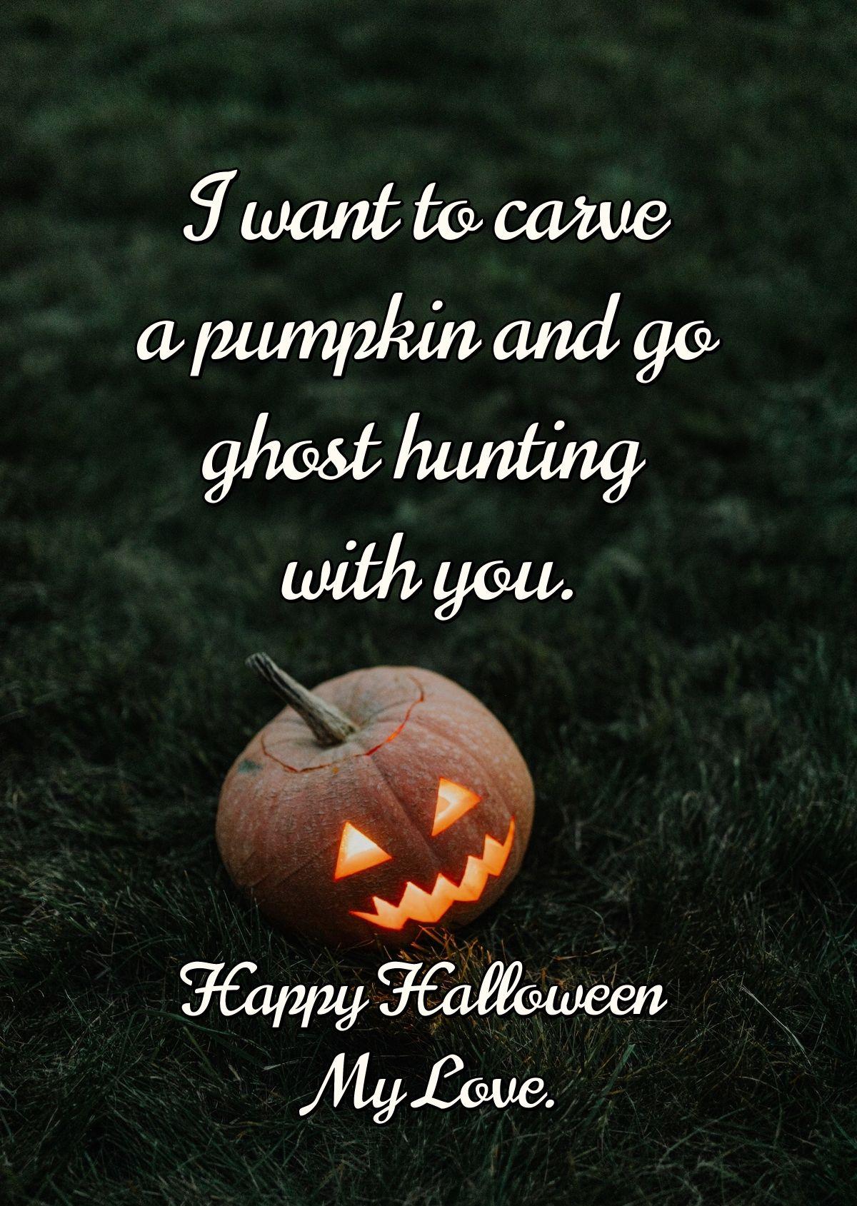 I want to carve a pumpkin and go ghost hunting with you. Happy Halloween My Love.