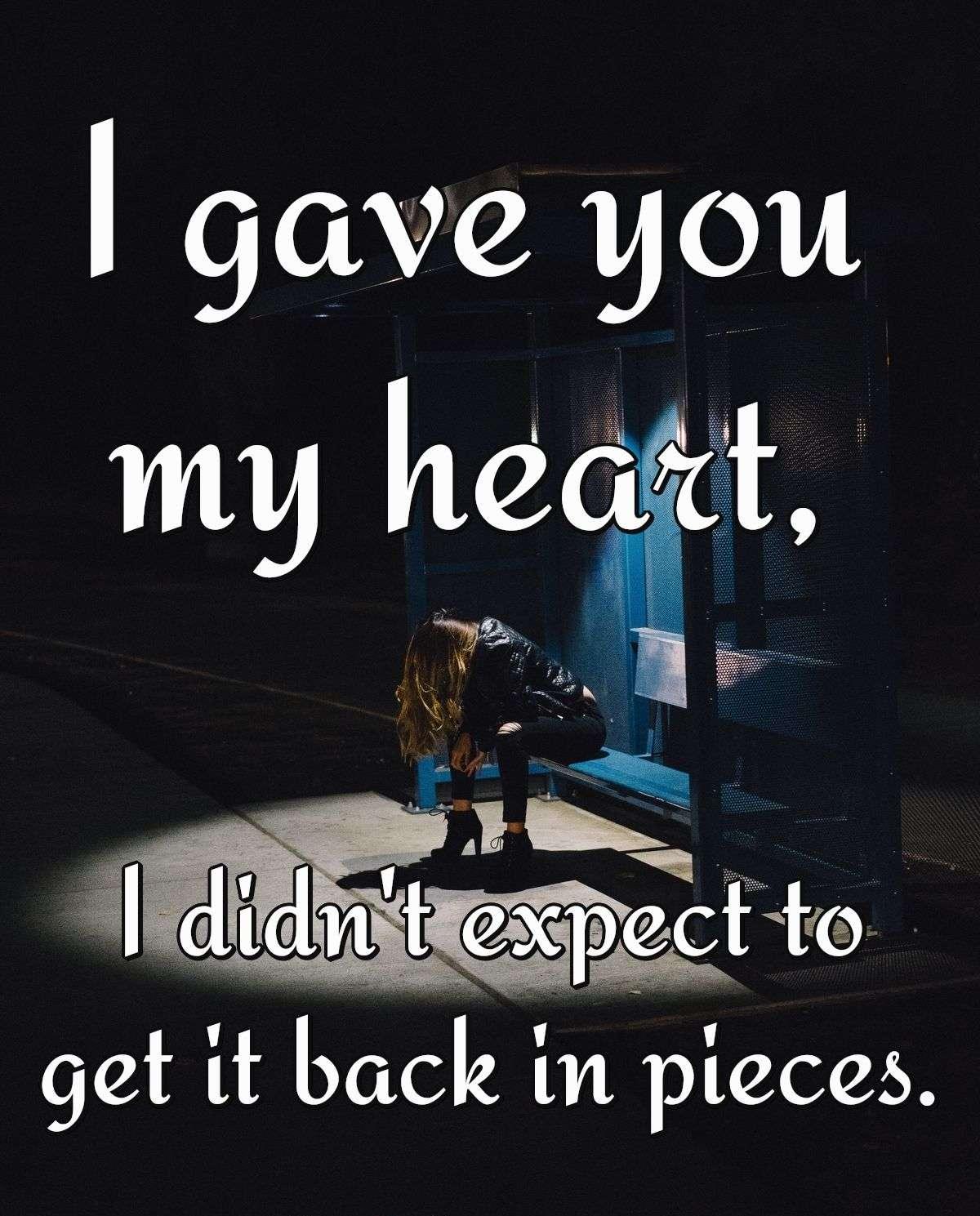 I gave you my heart, I didn't expect to get it back in pieces.