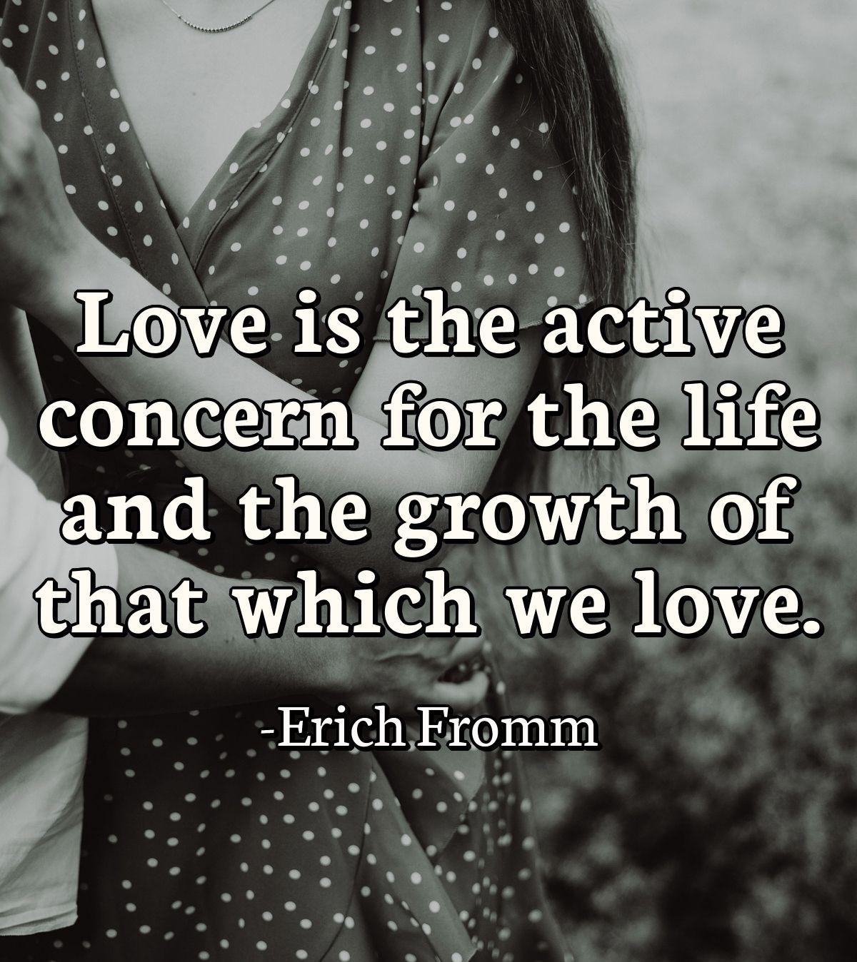 Love is the active concern for the life and the growth of that which we love.