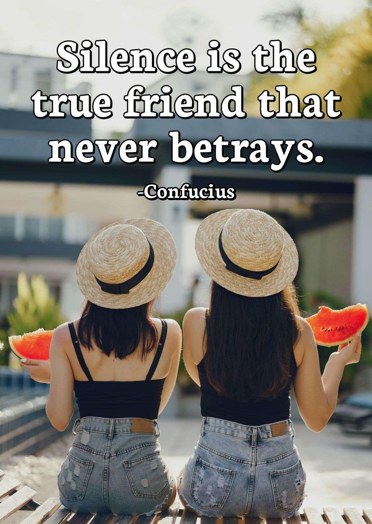 Silence is the true friend that never betrays.