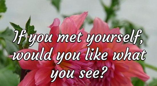 If you met yourself, would you like what you see?