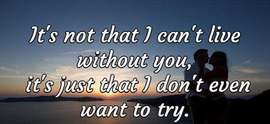 It's not that I can't live without you, it's just that I don't even want to try.