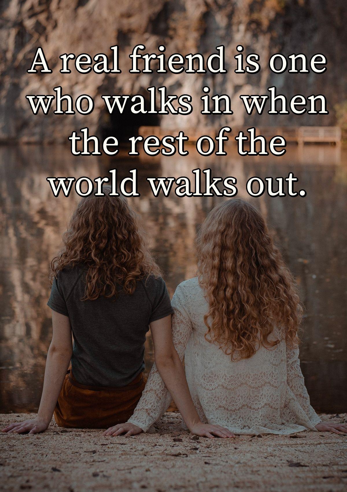 A real friend is one who walks in when the rest of the world walks out.