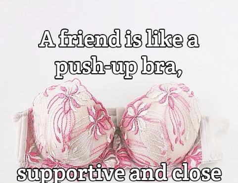 A friend is like a push-up bra, supportive and close to the heart.