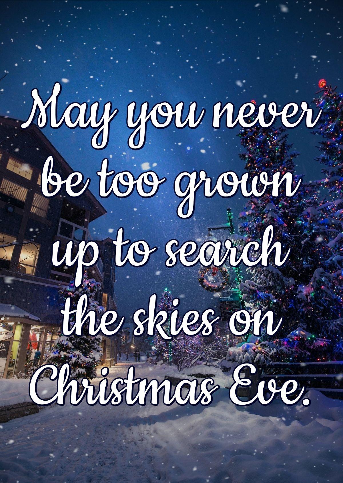 May you never be too grown up to search the skies on Christmas Eve.