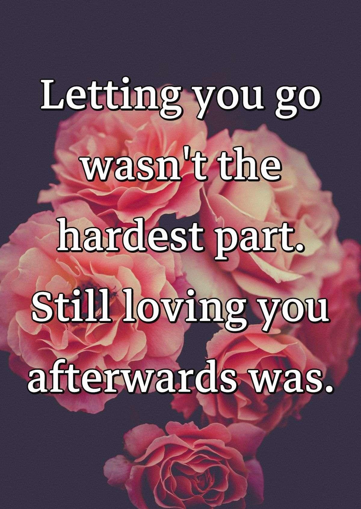 Letting you go wasn't the hardest part. Still loving you afterwards was.