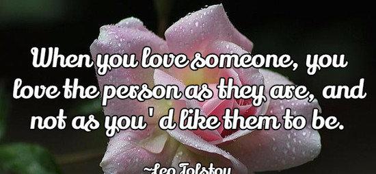 When you love someone, you love the person as they are, and not as you'd like them to be.