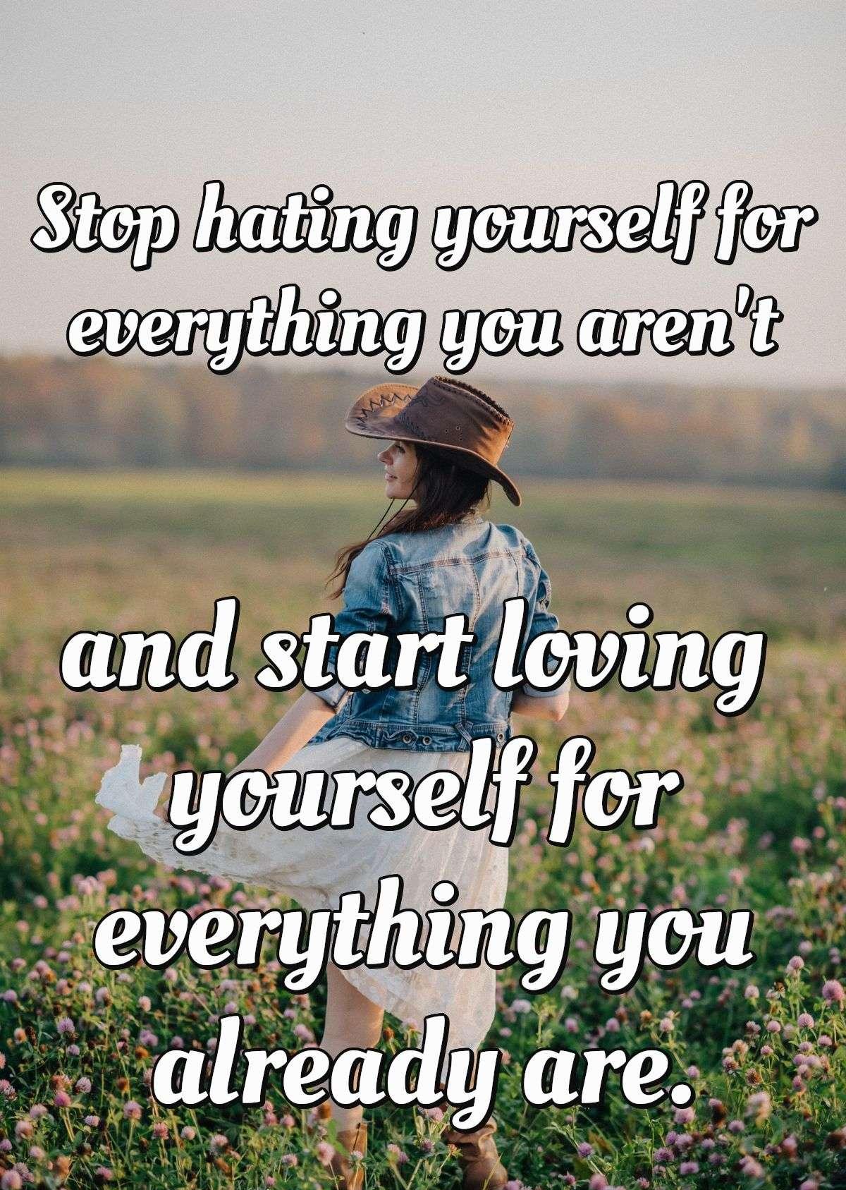 Stop hating yourself for everything you aren't and start loving yourself for everything you already are.