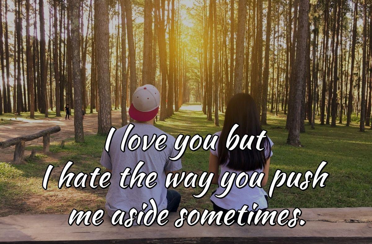 I love you but I hate the way you push me aside sometimes.