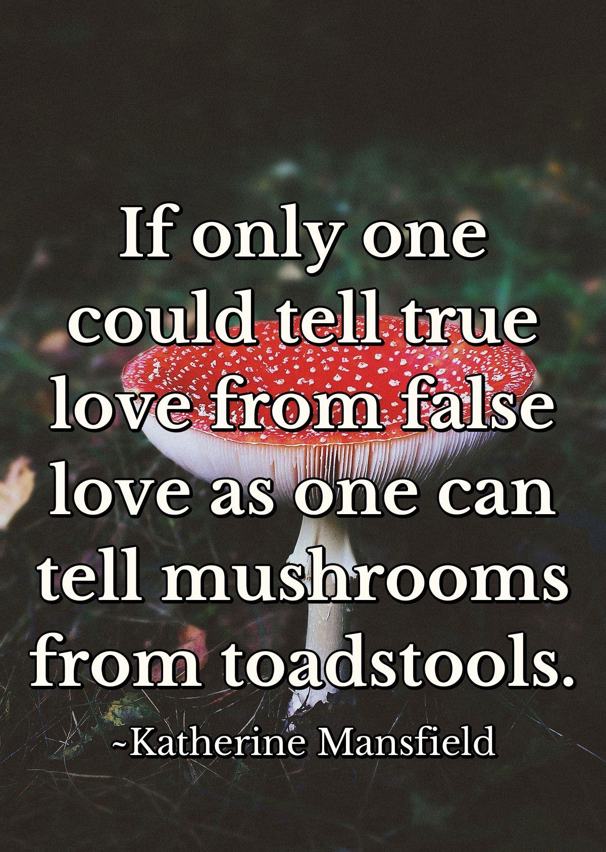 If only one could tell true love from false love as one can tell mushrooms from toadstools.