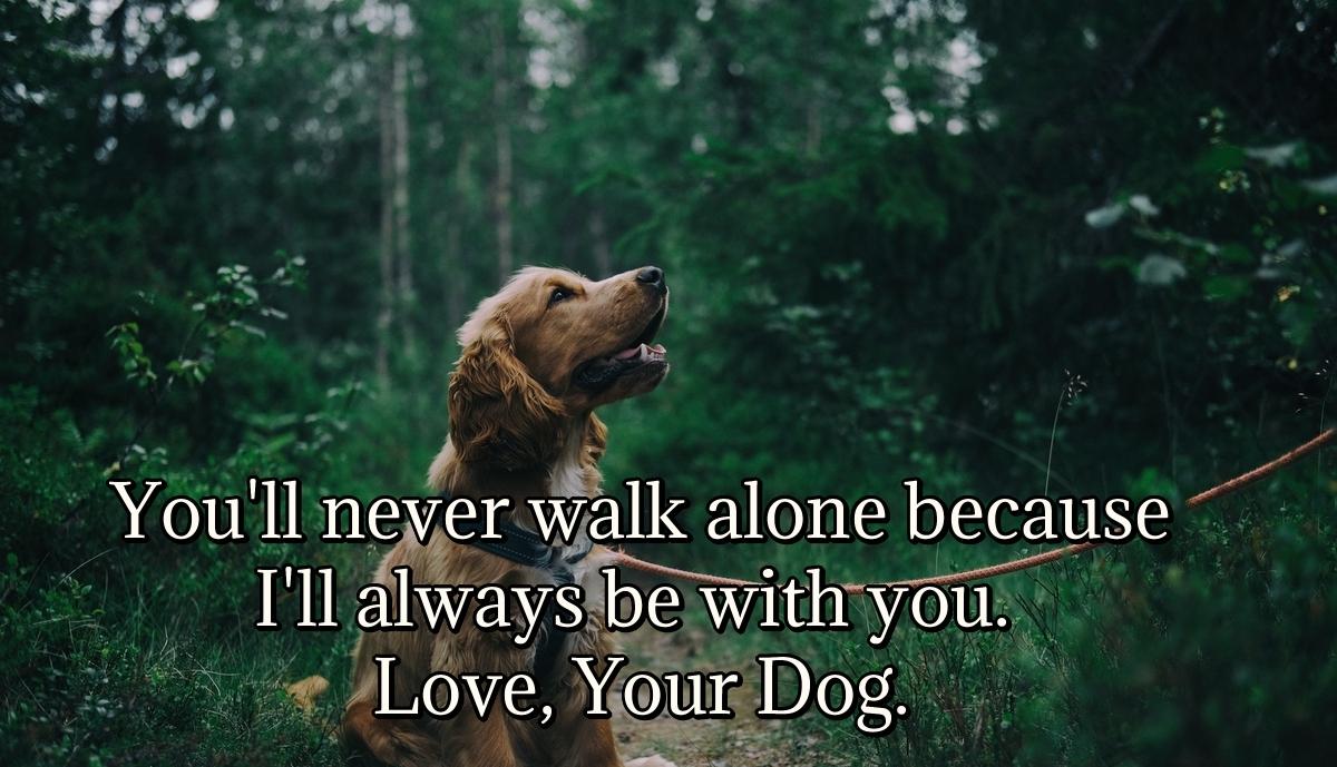 You'll never walk alone because I'll always be with you. Love, Your Dog.