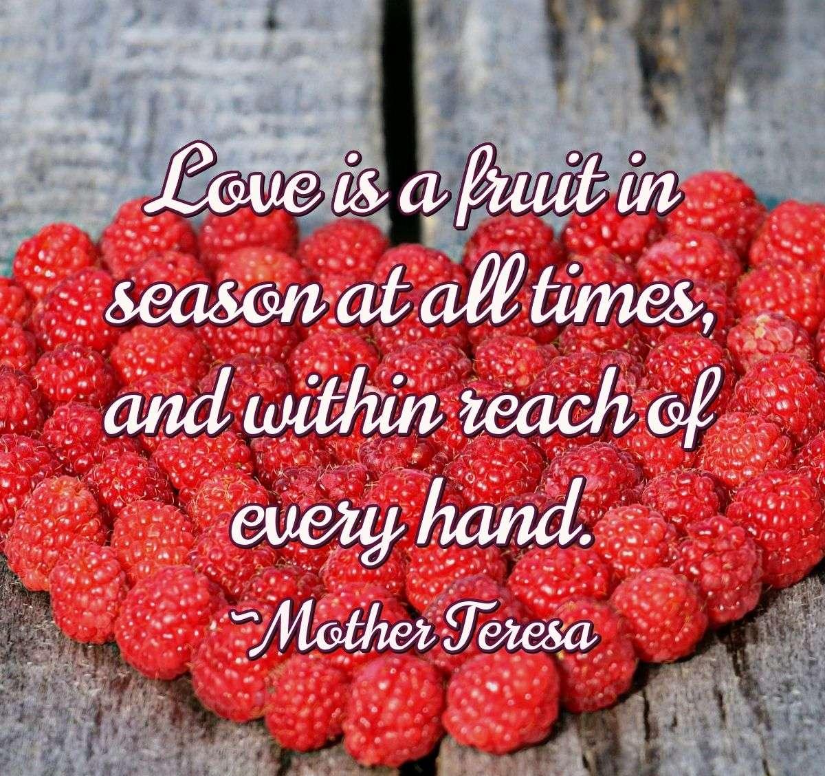 Love is a fruit in season at all times, and within reach of every hand.