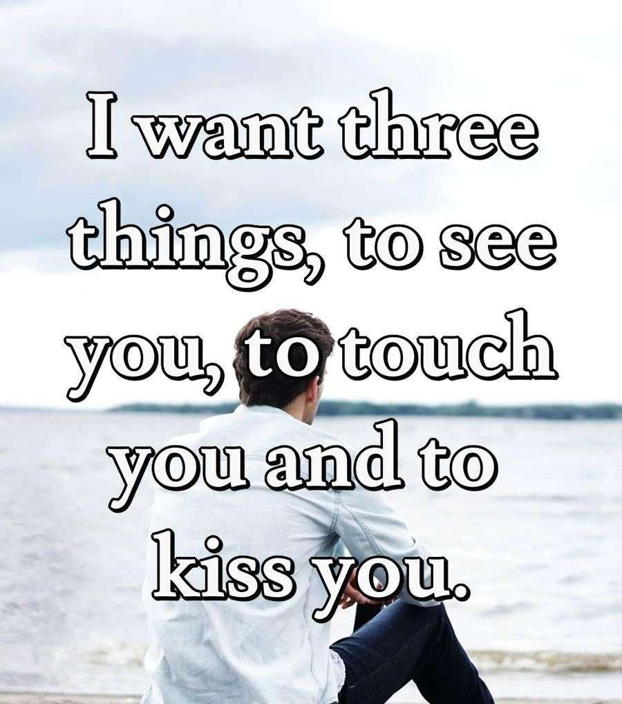 I want three things, to see you, to touch you and to kiss you.